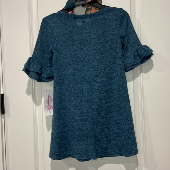 BONNIE JEAN BLUE DRESS WITH PLAID SCARF - Picture 6 of 6